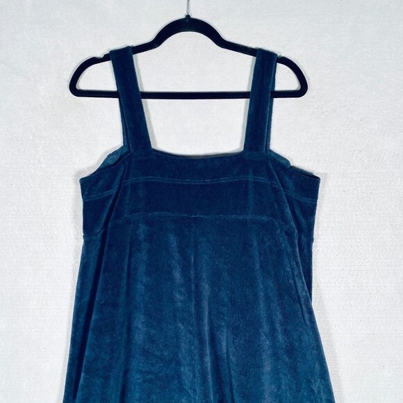 Me + Em Maxi Dress Womens 10 Blue Corduroy Quiet Luxury Costal Cowgirl Garden - Picture 9 of 14